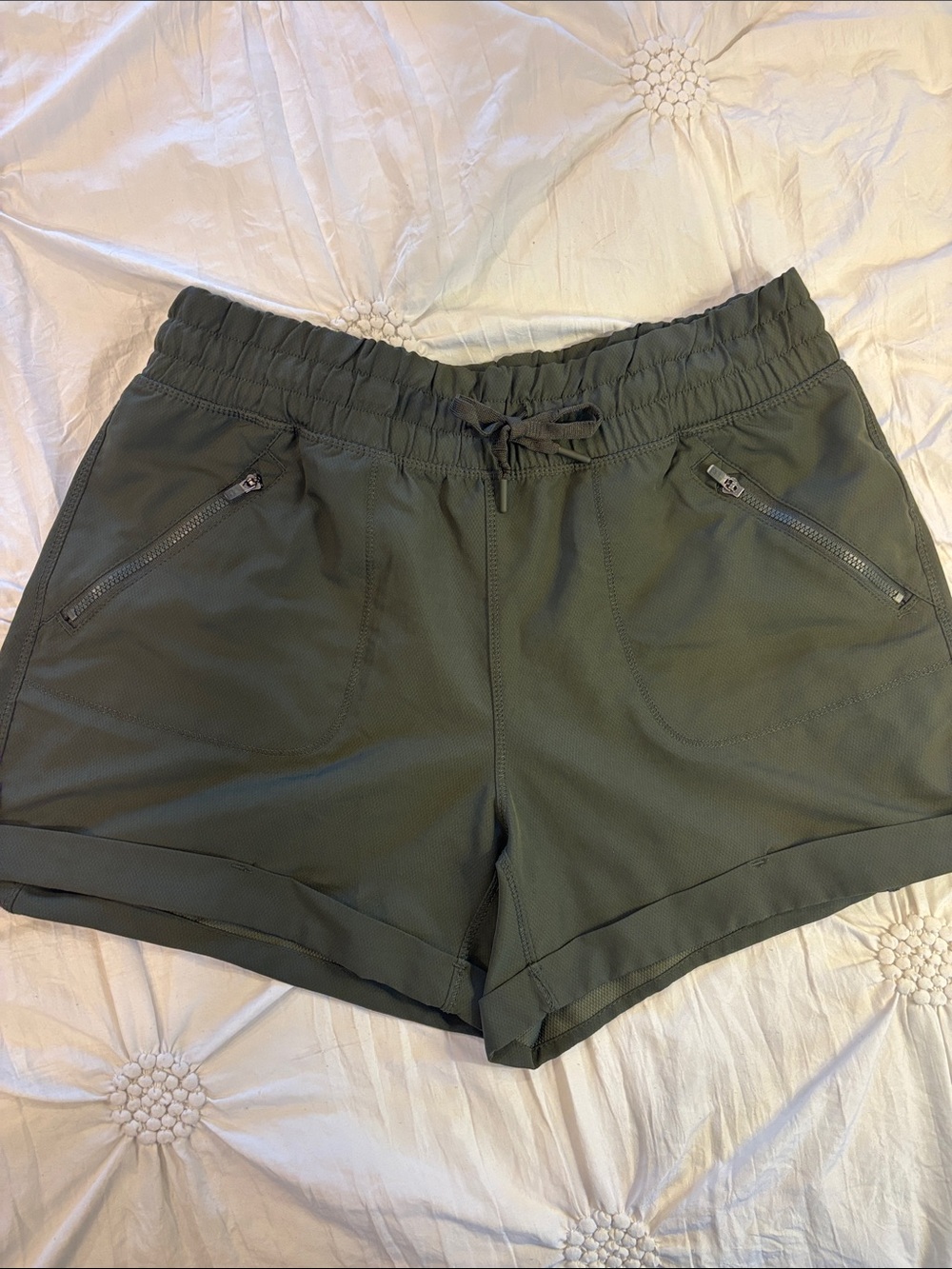 Tangerine Olive Drawstring Athletic Shorts